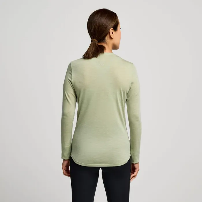 Saucony Tops Women Peregrine Merino Long Sleeve Sage Heather