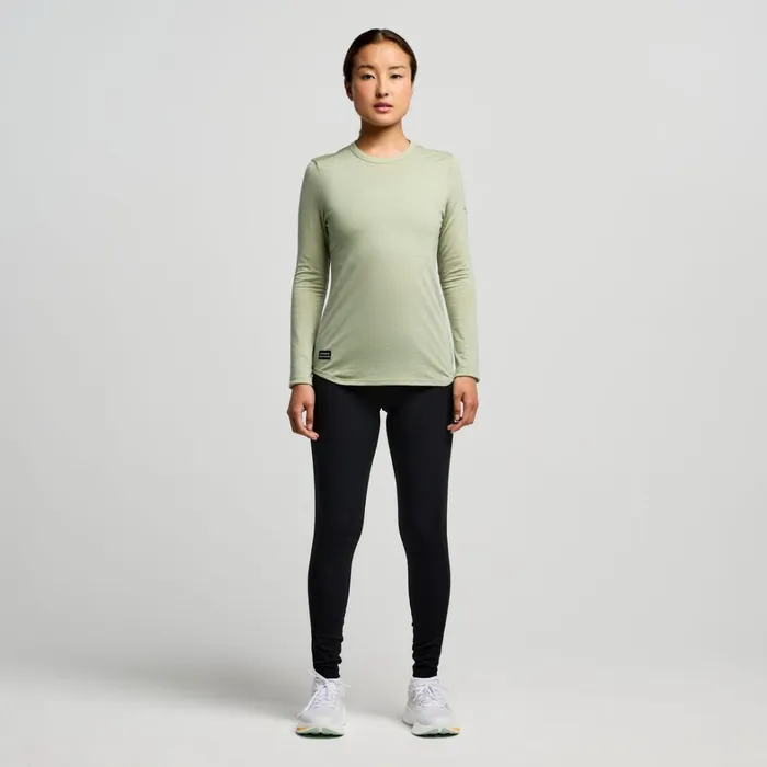 Saucony Tops Women Peregrine Merino Long Sleeve Sage Heather