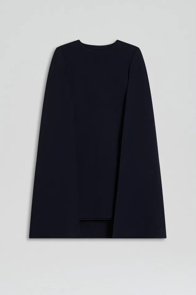 Scanlan Theodore CREPE KNIT CAPE DRESS NAVY Women Dresses Scanlan Theodore CREPE KNIT CAPE DRESS NAVY Women Dresses