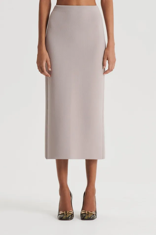 Scanlan Theodore CREPE KNIT PENCIL SKIRT MIDI OYSTER Women Skirts