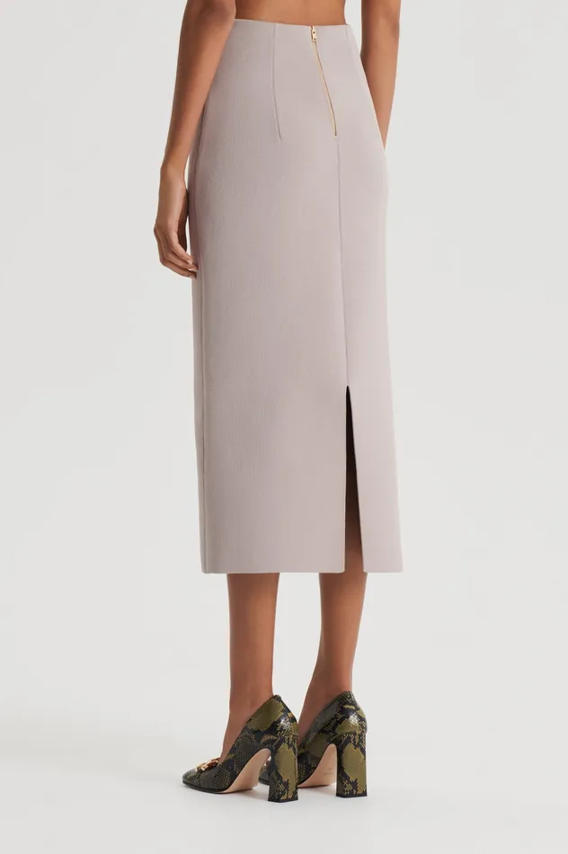 Scanlan Theodore CREPE KNIT PENCIL SKIRT MIDI OYSTER Women Skirts