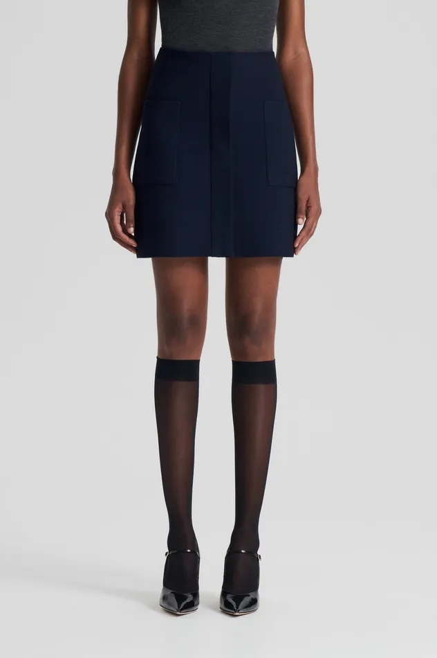 Scanlan Theodore CREPE KNIT POCKET MINI SKIRT NAVY Women Skirts