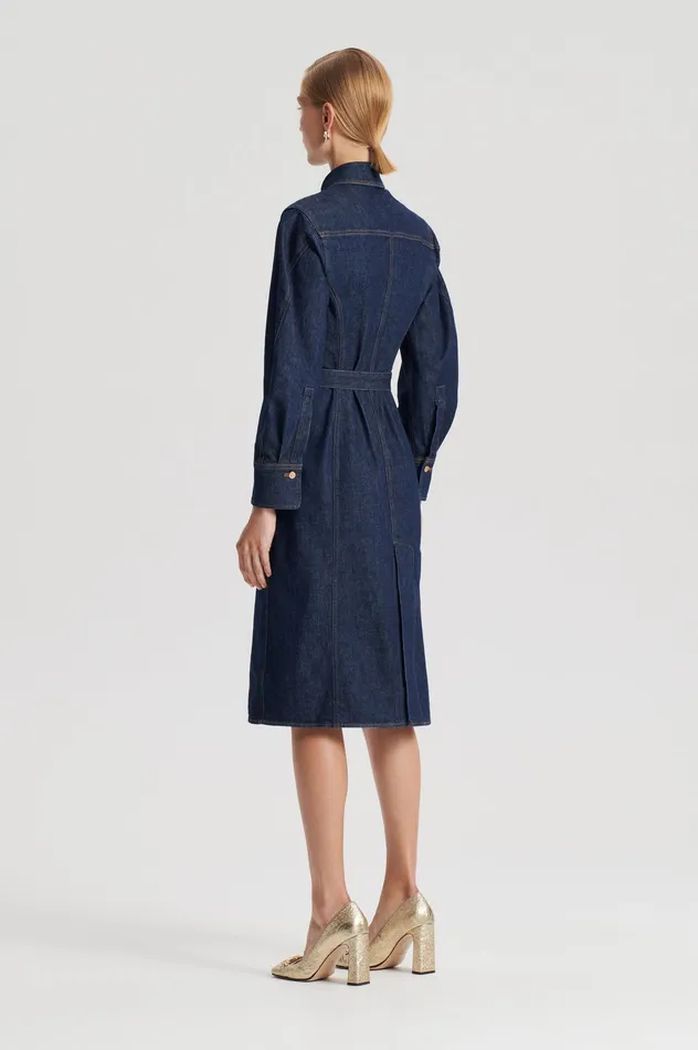 Scanlan Theodore DENIM GOLD BUCKLE DRESS INDIGOB Women Denim