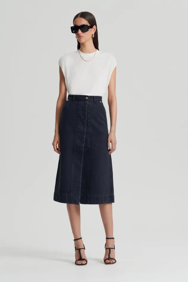 Scanlan Theodore Denim Women DENIM SKIRT WASHEDBLACK