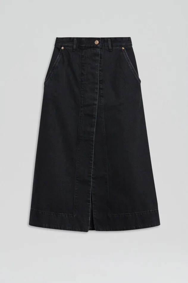 Scanlan Theodore Denim Women DENIM SKIRT WASHEDBLACK Scanlan Theodore Denim Women DENIM SKIRT WASHEDBLACK
