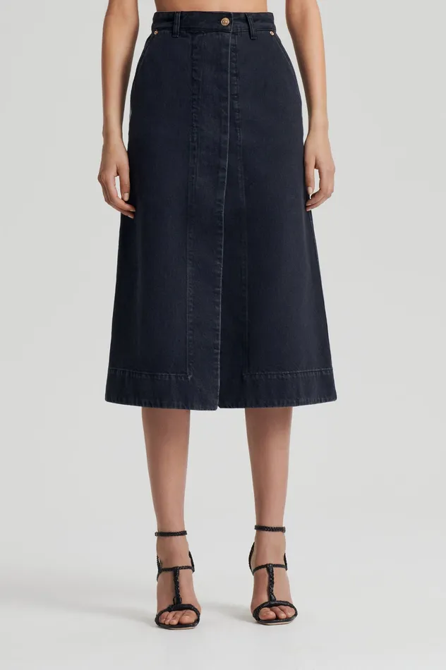 Scanlan Theodore Denim Women DENIM SKIRT WASHEDBLACK Scanlan Theodore Denim Women DENIM SKIRT WASHEDBLACK