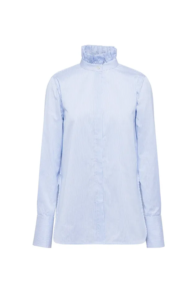 Scanlan Theodore STRIPE RUFFLE SHIRT BLUE Women Shirts