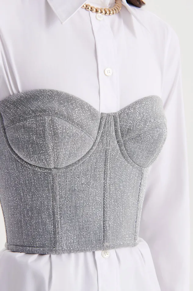 Scanlan Theodore TINSEL BUSTIER SILVER Women Tops