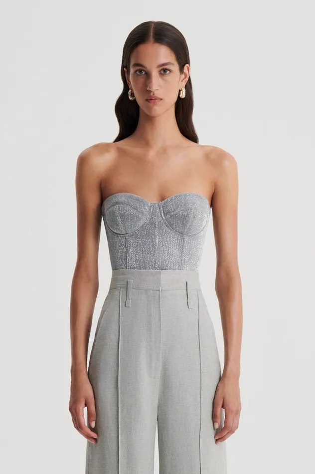 Scanlan Theodore TINSEL BUSTIER SILVER Women Tops