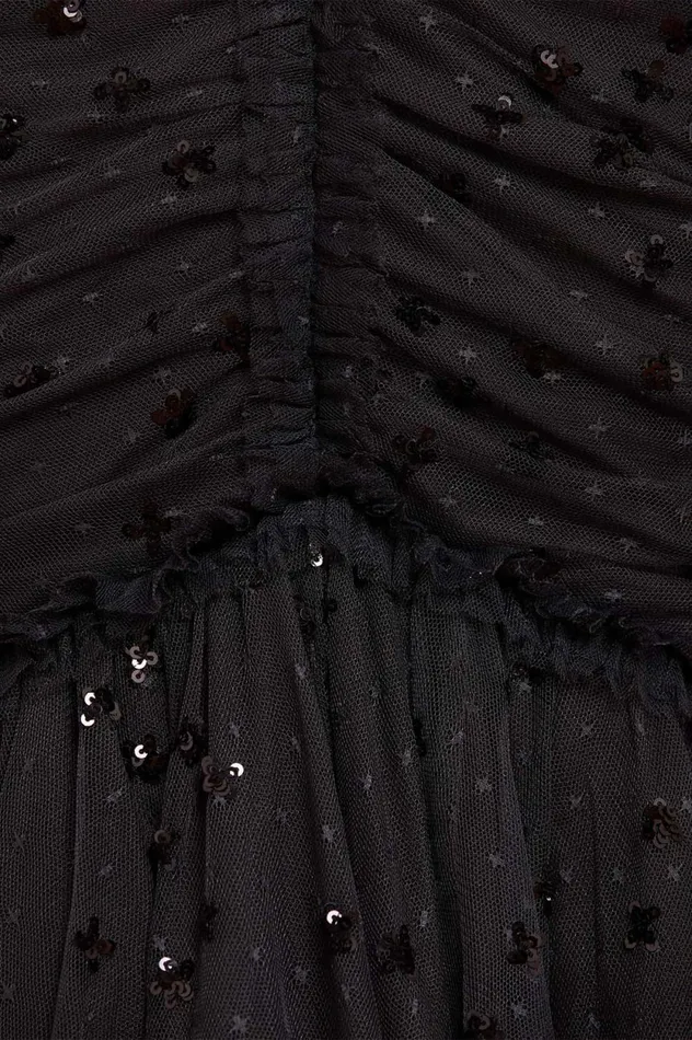 Scatter Sequin Long Sleeve Ankle Gown Black Women Needle and Thread Dresses