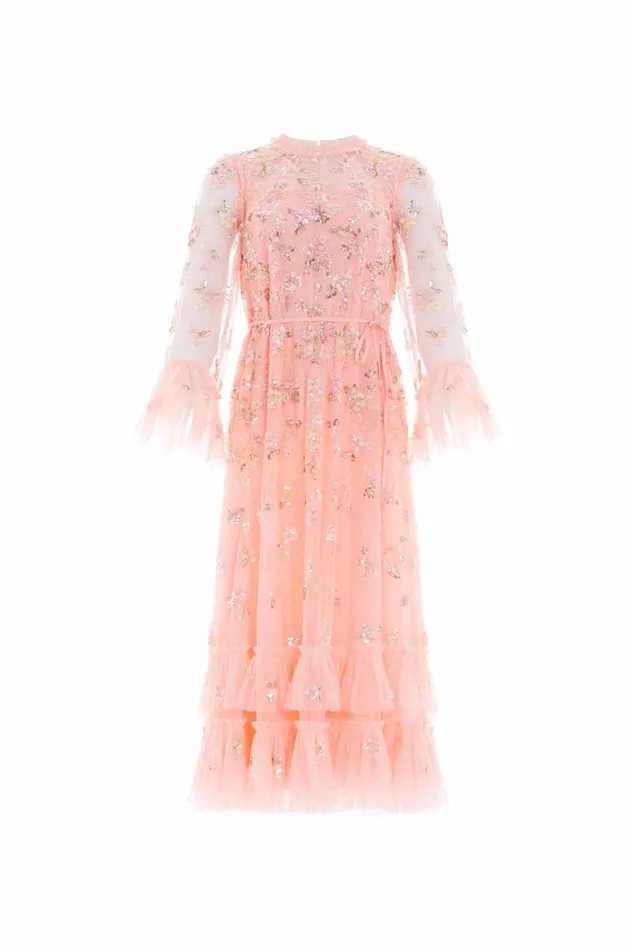 Sequin Bloom Gloss Ballerina Dress Coral Women Needle and Thread Dresses