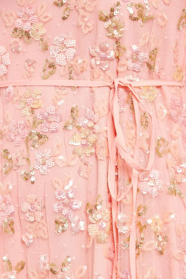 Sequin Bloom Gloss Ballerina Dress Coral Women Needle and Thread Dresses
