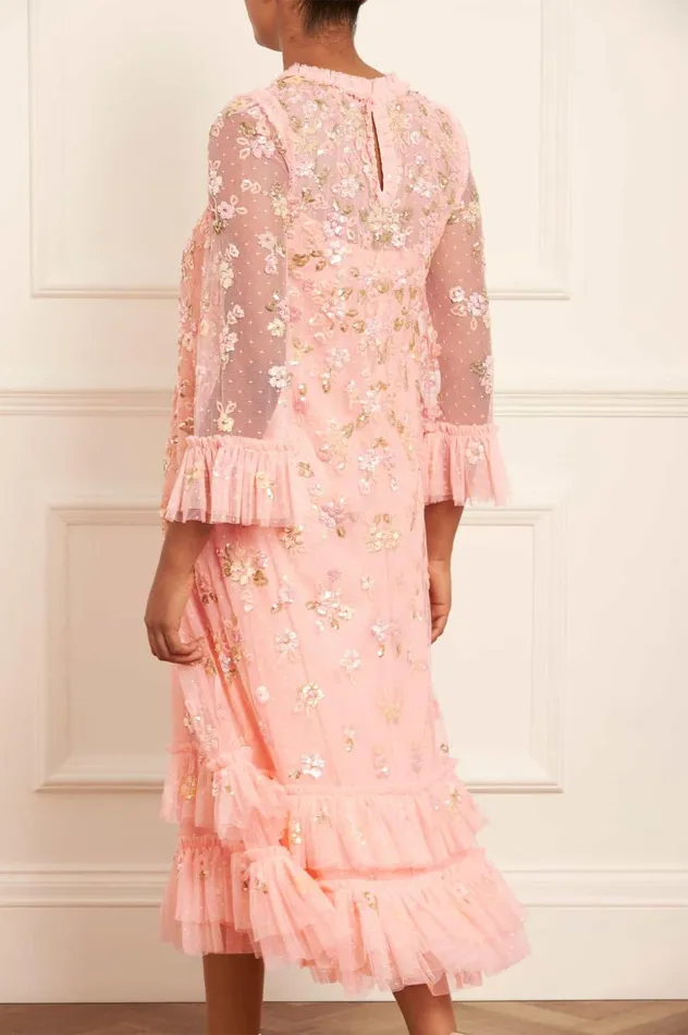 Sequin Bloom Gloss Ballerina Dress Coral Women Needle and Thread Dresses