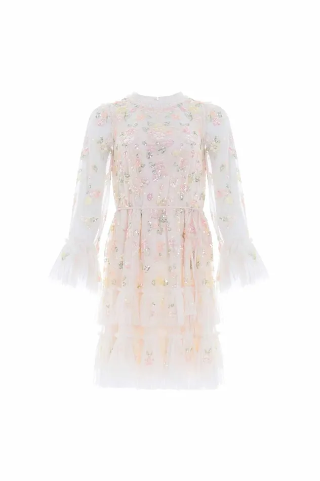 Sequin Bloom Gloss Mini Dress Champagne Women Needle and Thread Dresses