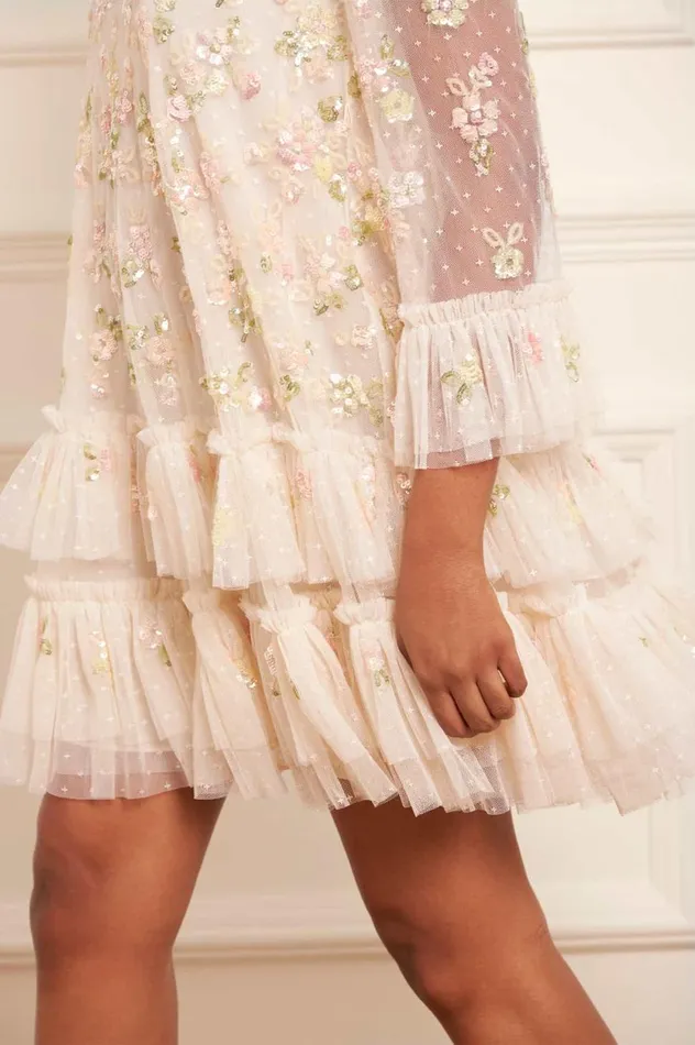 Sequin Bloom Gloss Mini Dress Champagne Women Needle and Thread Dresses