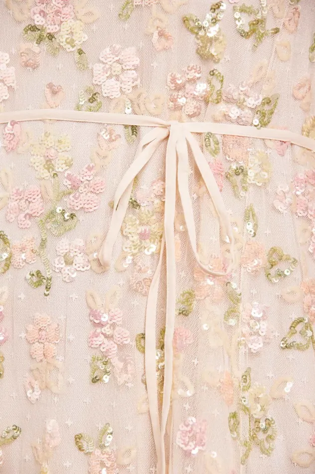 Sequin Bloom Gloss Mini Dress Champagne Women Needle and Thread Dresses