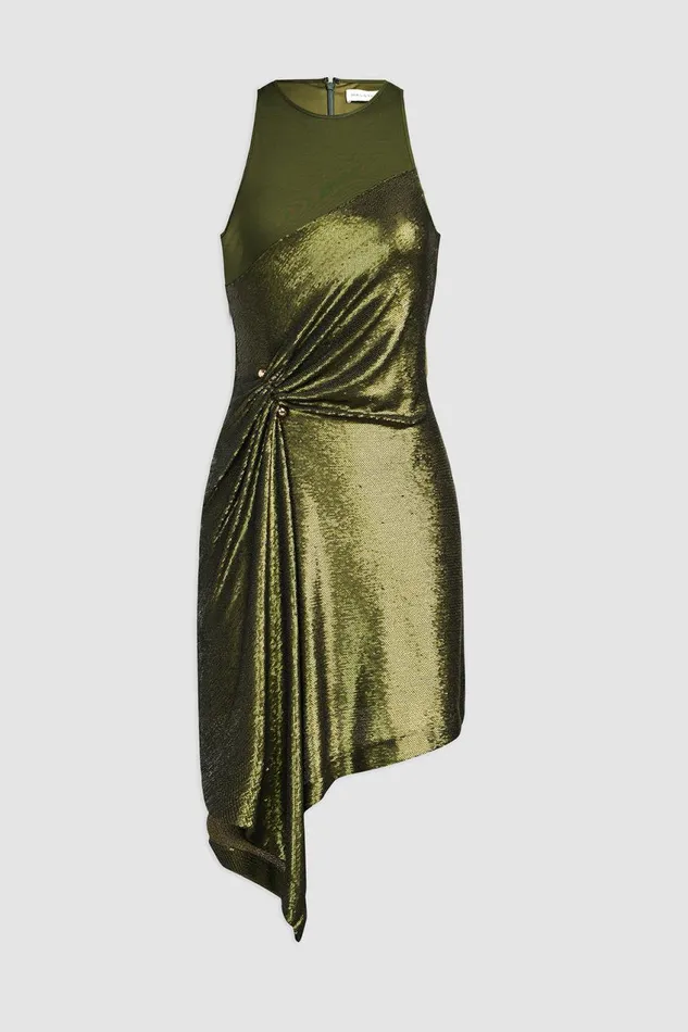 Sets Women Halston Ida Dress In Sequin And Jersey Seaweed