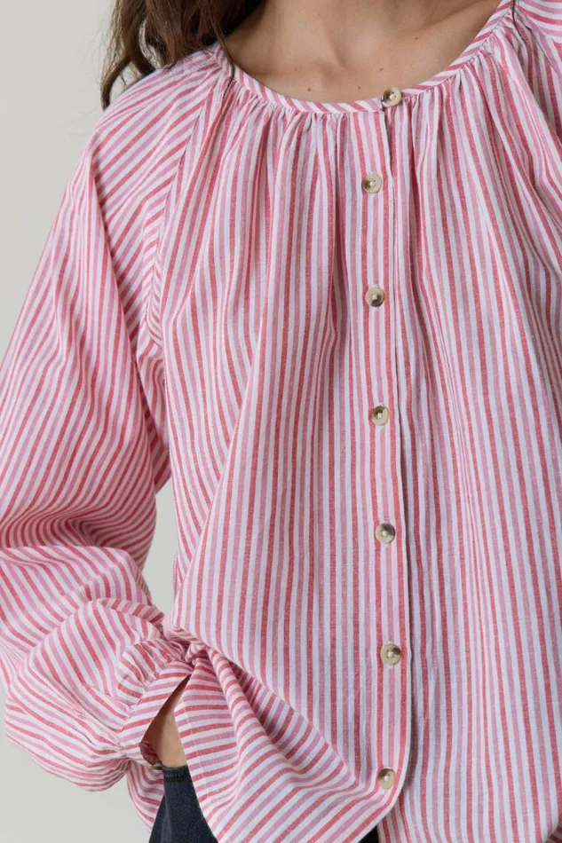 Shirts and Blouses Women Leon and Harper Coalie Stripe Shirt Red