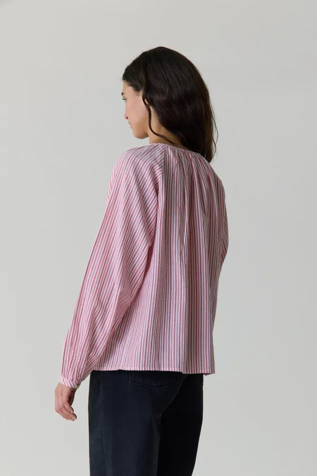 Shirts and Blouses Women Leon and Harper Coalie Stripe Shirt Red
