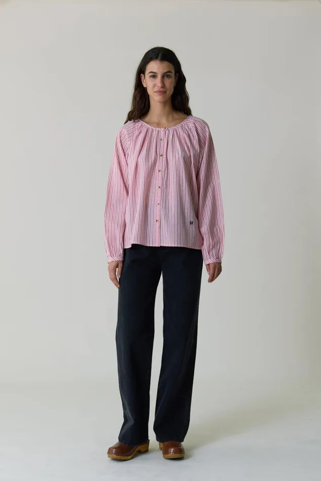 Shirts and Blouses Women Leon and Harper Coalie Stripe Shirt Red