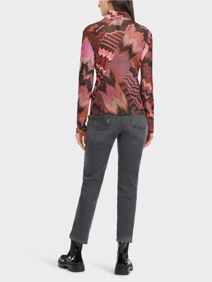 Shirts and Tops Damen Marc Cain Bunt Bedruckter TShirt Bright Orchid