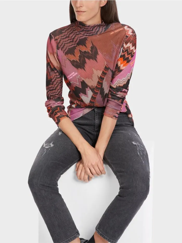 Shirts and Tops Damen Marc Cain Bunt Bedruckter TShirt Bright Orchid