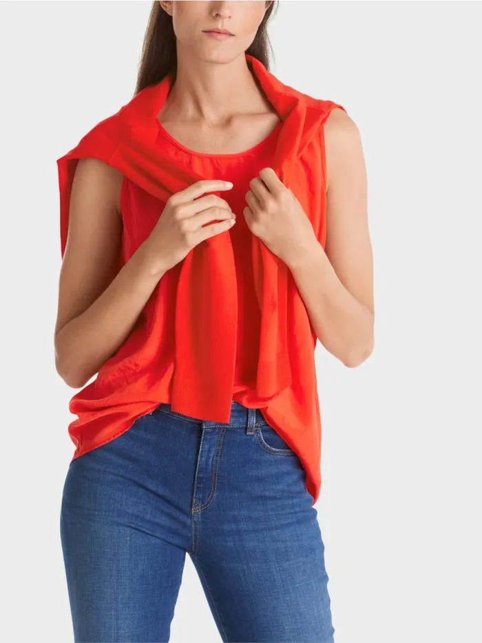 Shirts and Tops Damen Marc Cain Leichtes rmelloses Top Campari