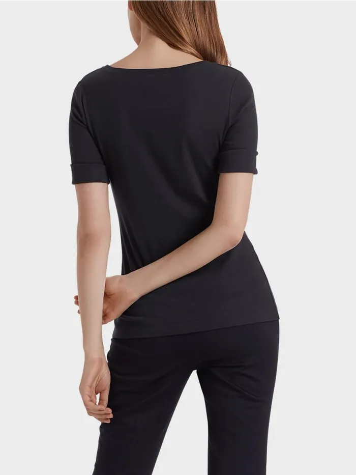 Shirts and Tops Damen Marc Cain RundhalsShirt Mit Halben rmeln Midnight Blue