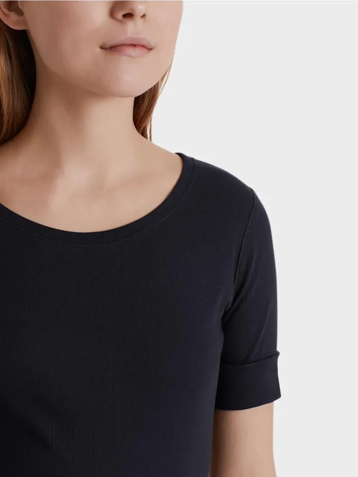 Shirts and Tops Damen Marc Cain RundhalsShirt Mit Halben rmeln Midnight Blue