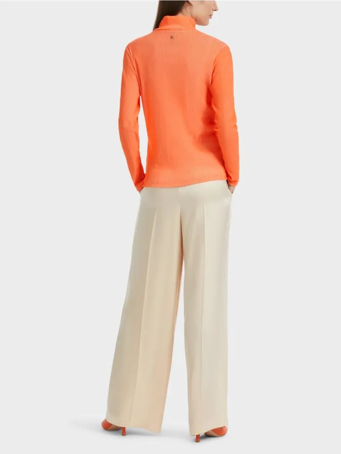 Shirts and Tops Damen Marc Cain TShirt Im RippenDesign Bright Coral
