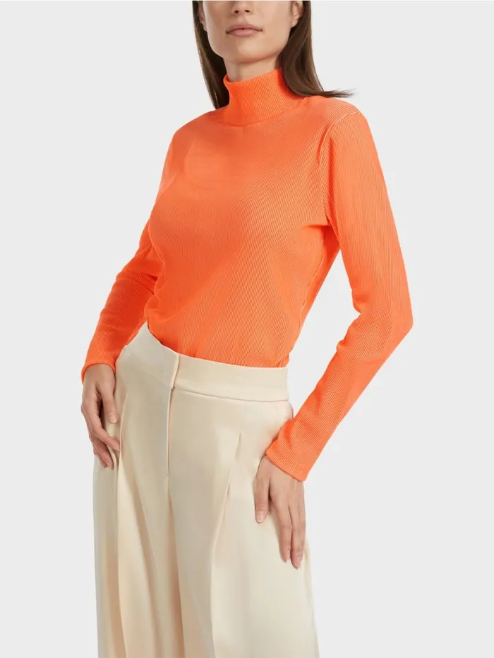 Shirts and Tops Damen Marc Cain TShirt Im RippenDesign Bright Coral