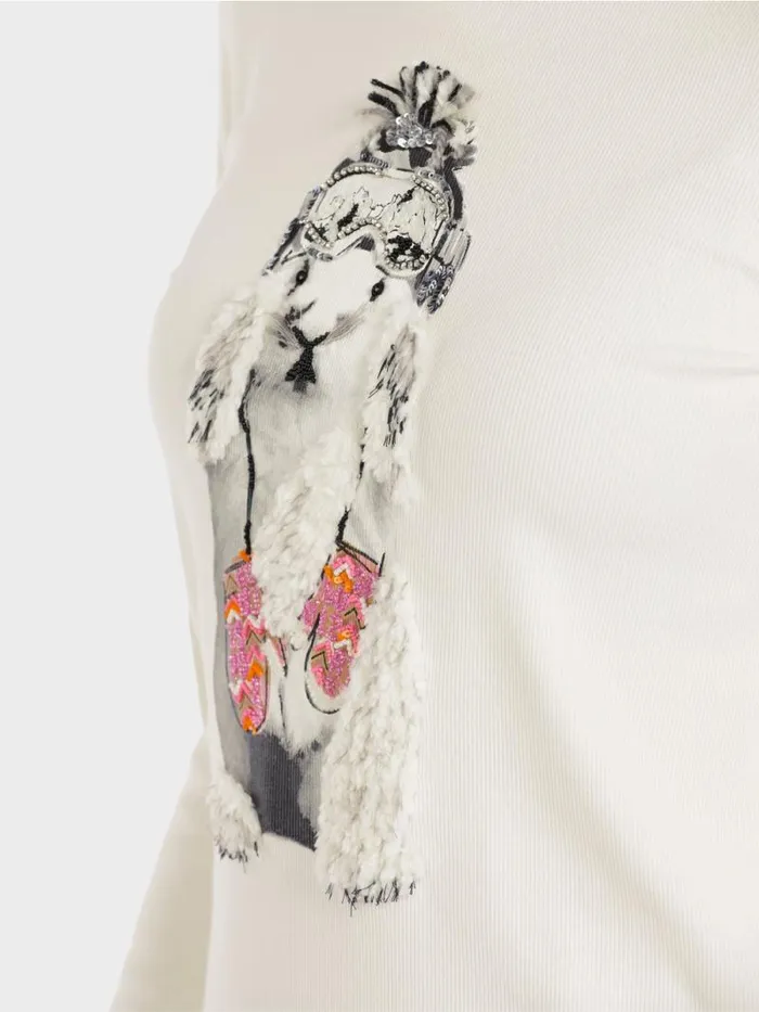 Shirts and Tops Damen Marc Cain TShirt Mit Applikation Offwhite