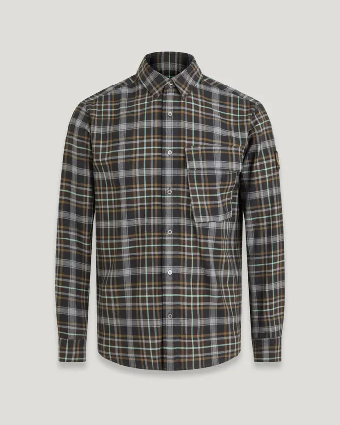 Shirts Men Belstaff Scale Shirt Charcoal Oil Blue