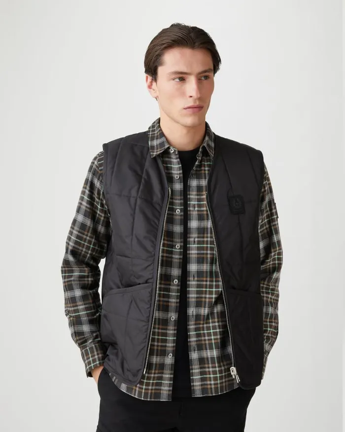 Shirts Men Belstaff Scale Shirt Charcoal Oil Blue