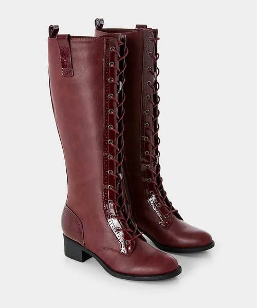 Shoes Sandals and Boots Apparel Sharp and Smart Lace Up Boots Burgundy Joebrowns