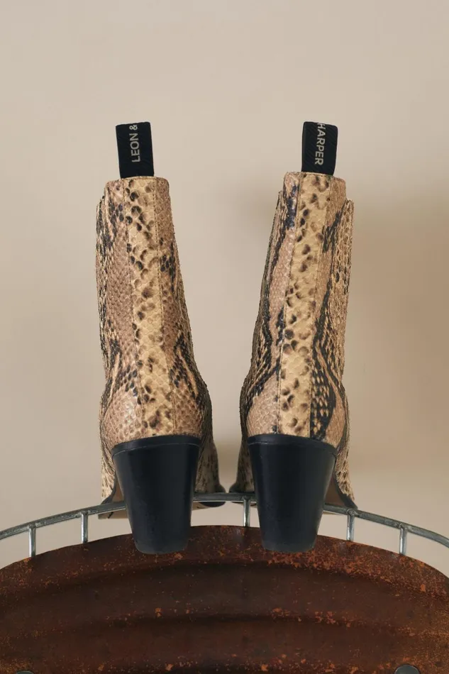Shoes Women Leon and Harper Sylvie Python Boots Yellow