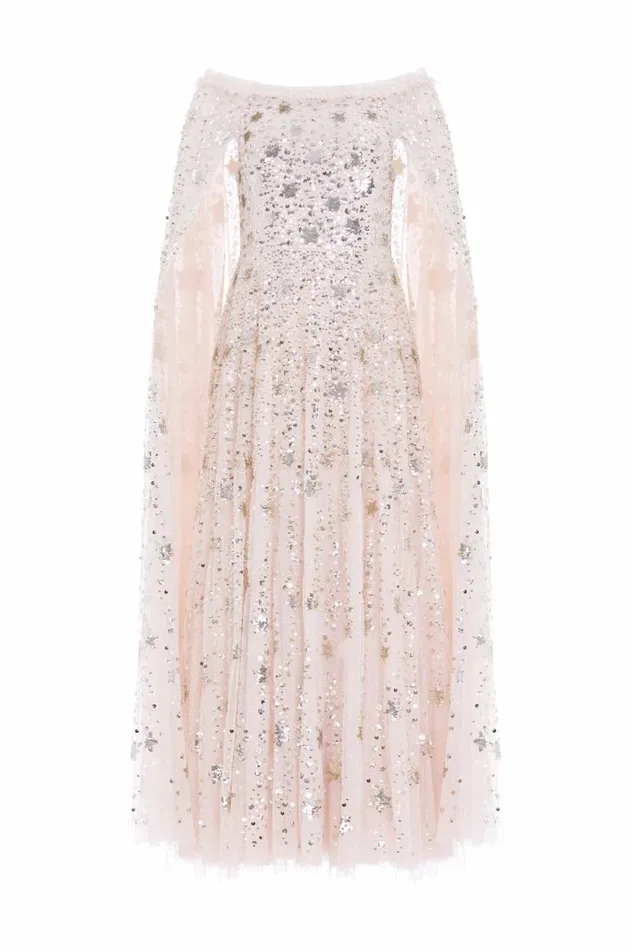 Shooting Stars Cape Ankle Gown Beige Women Needle and Thread Dresses