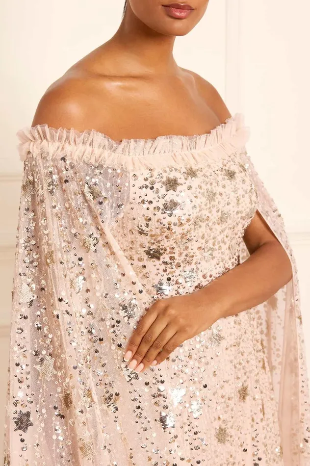 Shooting Stars Cape Ankle Gown Beige Women Needle and Thread Dresses