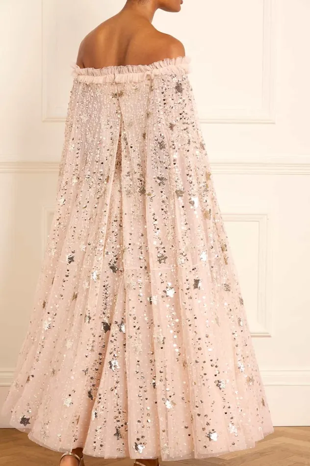 Shooting Stars Cape Ankle Gown Beige Women Needle and Thread Dresses