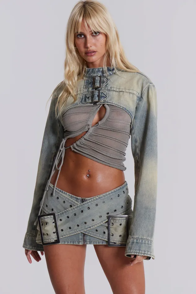 Shop Denim Assassin Ultra Cropped Jacket Tops Jaded London Women