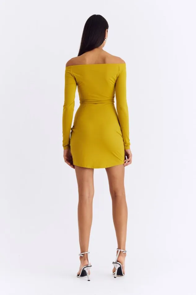 Shop SUBOO Dresses Auguste Off Shoulder Mini Dress 8211 Citron