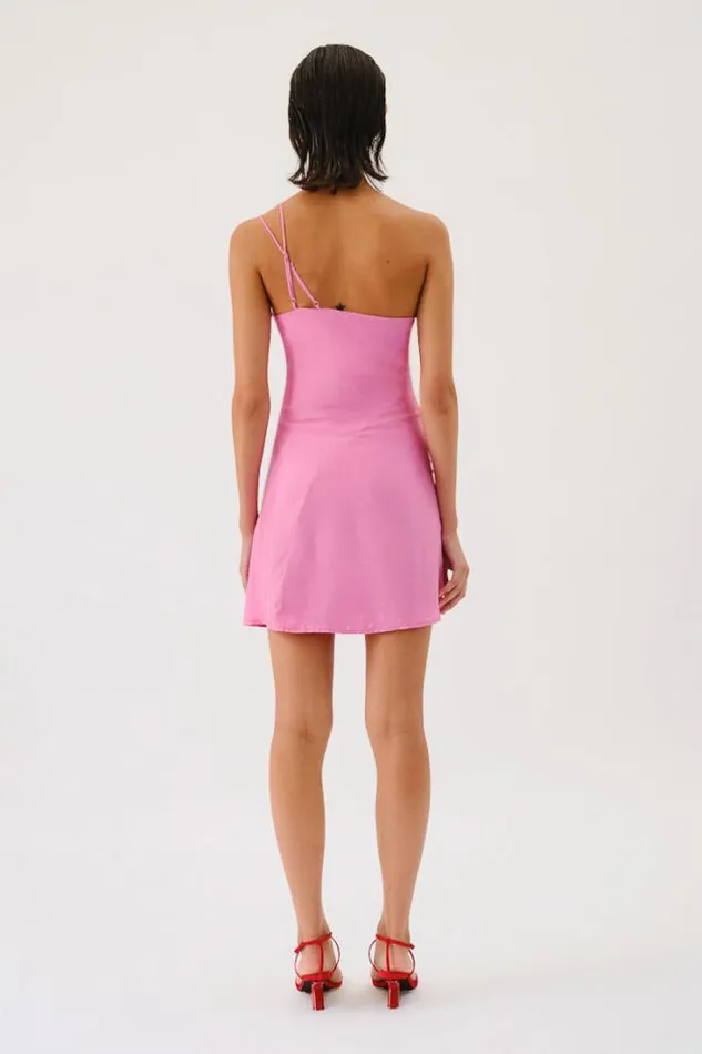 Shop SUBOO Dresses Jasper One Shoulder Twist Detail Mini Dress 8211 Pink