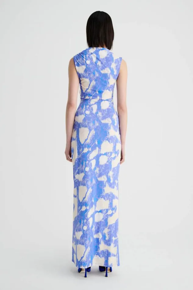 Shop SUBOO Dresses Marble Sleeveless Ruched Maxi Dress 8211 Marble Print