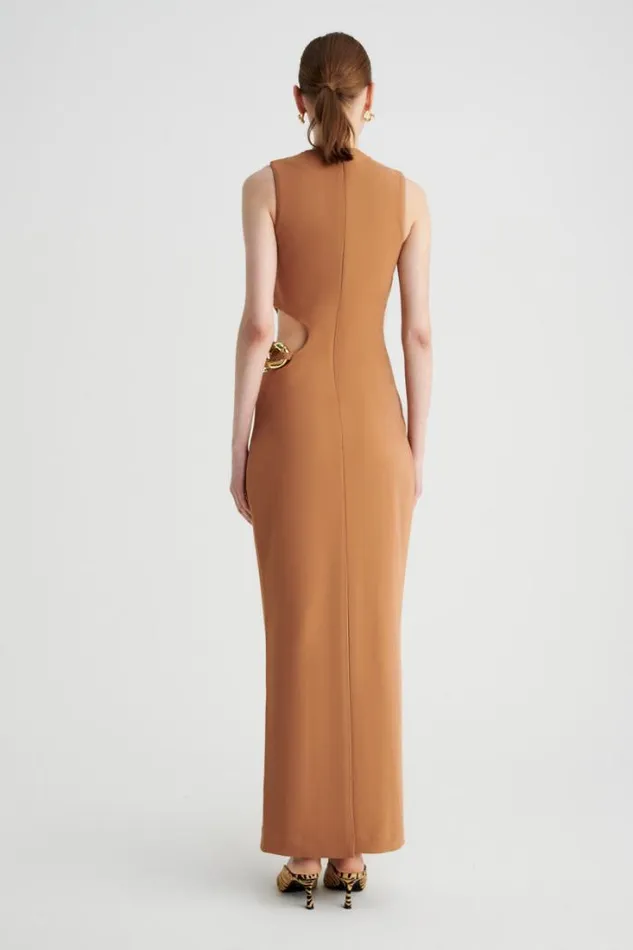 Shop SUBOO Dresses Stella Chain Column Dress 8211 Tan