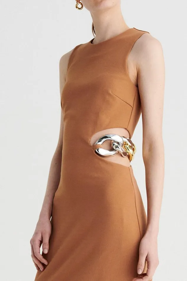 Shop SUBOO Dresses Stella Chain Column Dress 8211 Tan