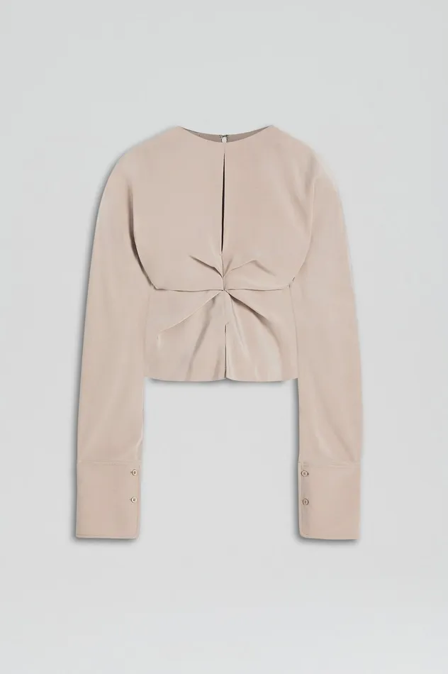SILK SATIN DRAPED TOP MUSHROOM Women Tops Scanlan Theodore SILK SATIN DRAPED TOP MUSHROOM Women Tops Scanlan Theodore