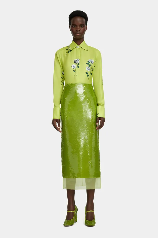 Skirts Emilia Wickstead Women Kazu Skirt in Green Jelly Sequins