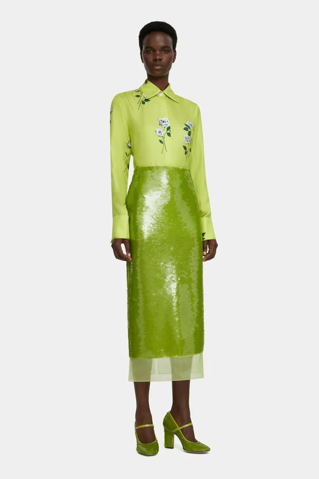 Skirts Emilia Wickstead Women Kazu Skirt in Green Jelly Sequins