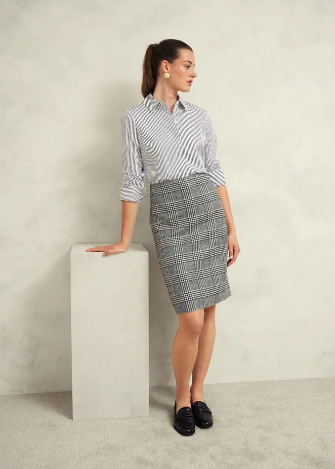 Skirts Women HOBBS Brea Wool Skirt Black White