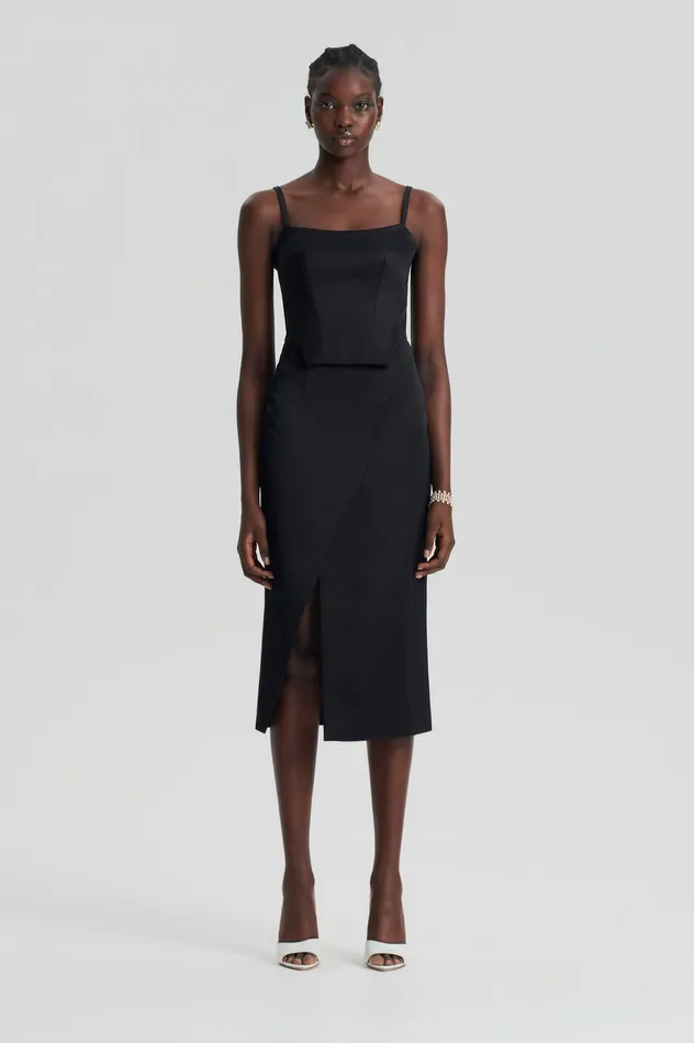 Skirts Women Scanlan Theodore SATIN WRAP SKIRT BLACK